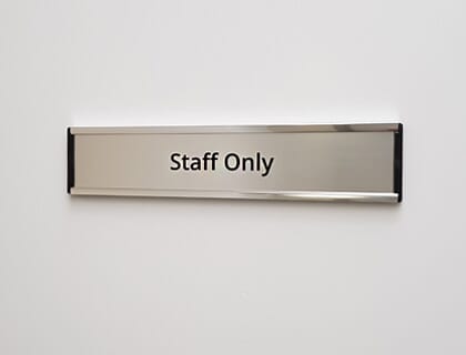 Close up of a Staff Only sign