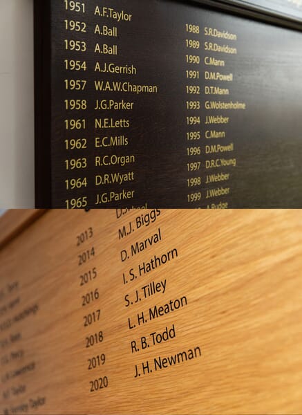 Honoree Lettering Honours Board Lettering | Names, Dates, Years | Signet Signs Ltd
