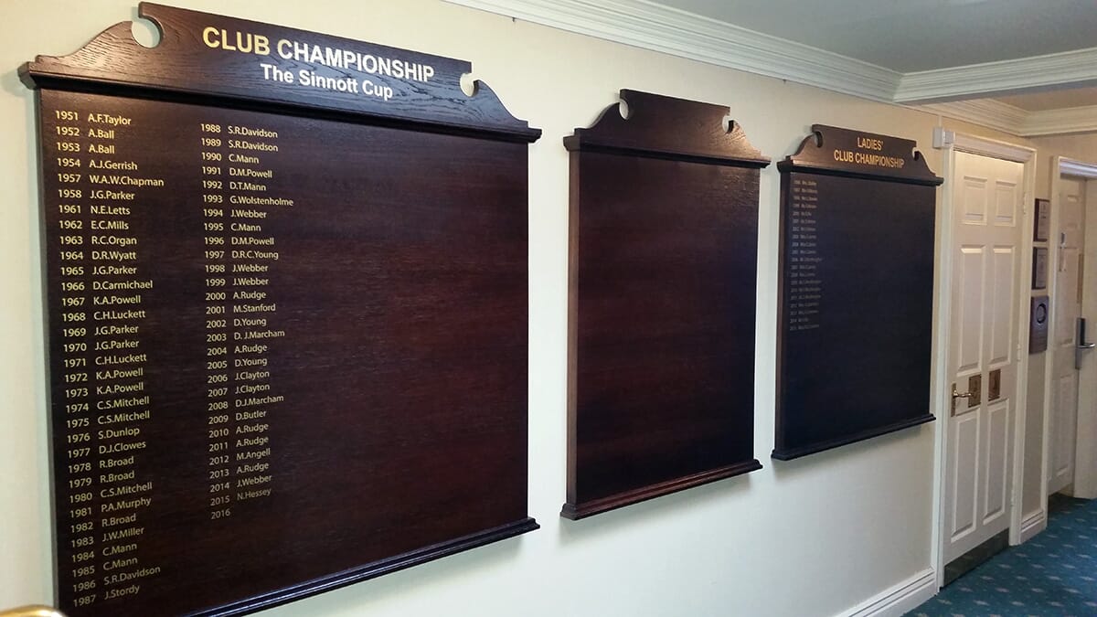 Wooden Honours Board