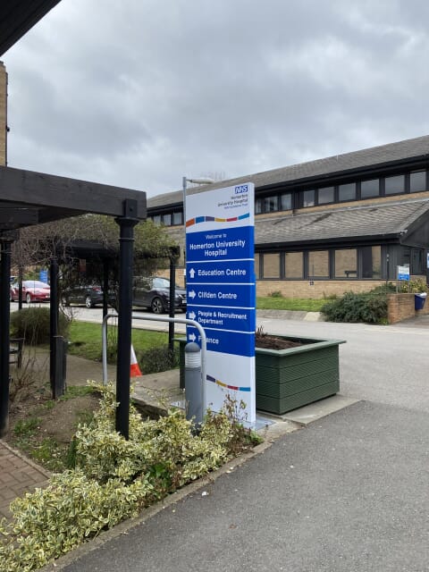 Monolith Sign in a Hospital