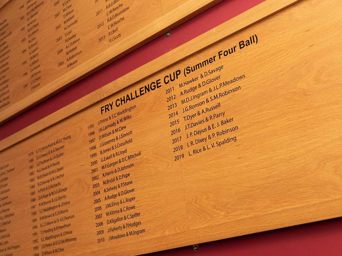 Wooden honours boards in a golf club