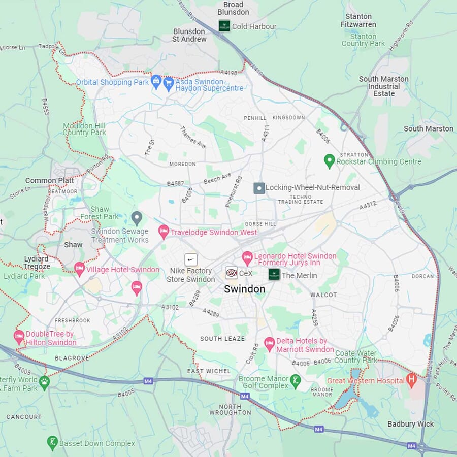 Close Up Map of Swindon
